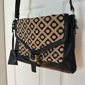 Diane von Furstenberg Black Patterned Leather Crossbody Bag